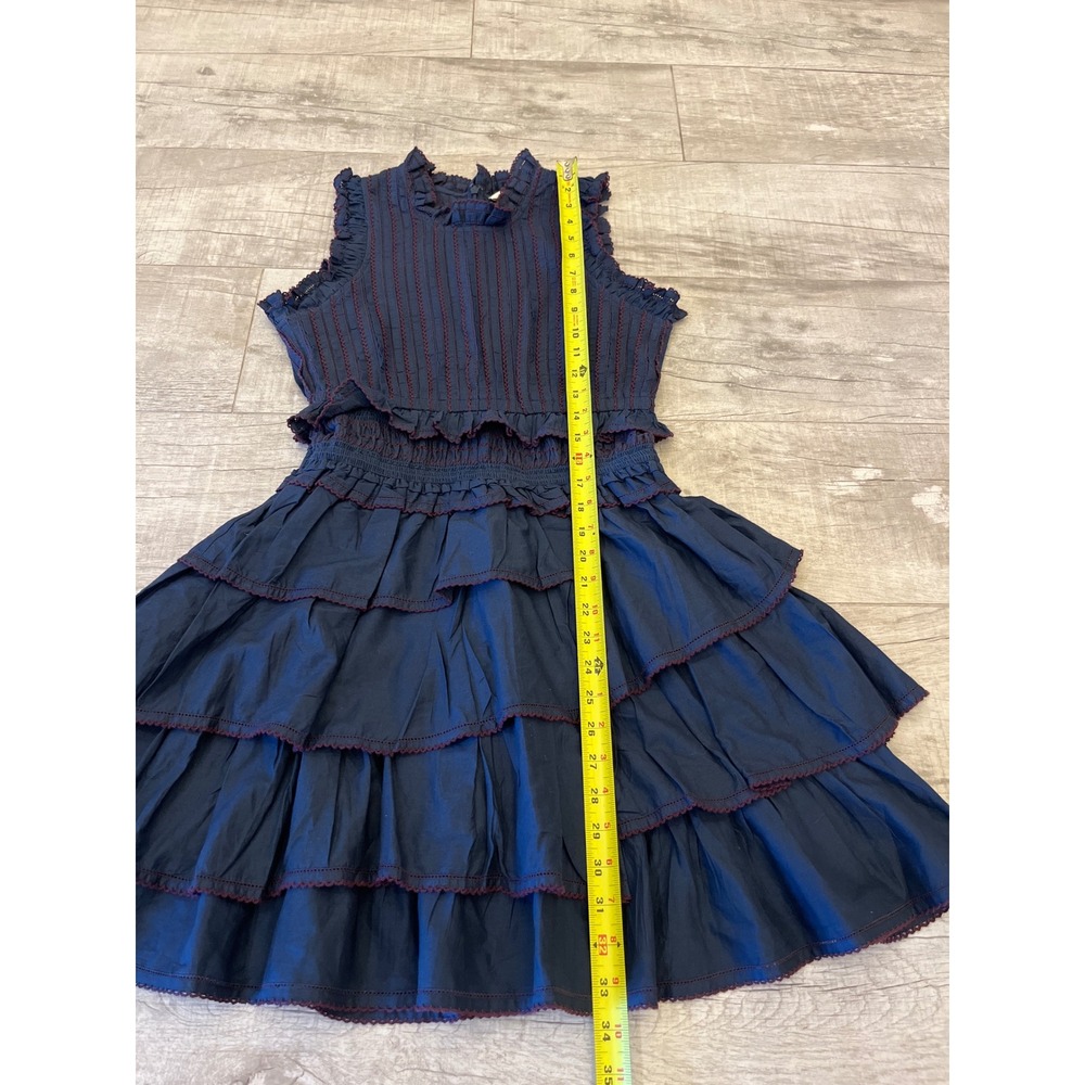 SEA New York Navy Blue Ruffled‎ Tiered Smocked Dress Size 4 - Picture 6 of 10